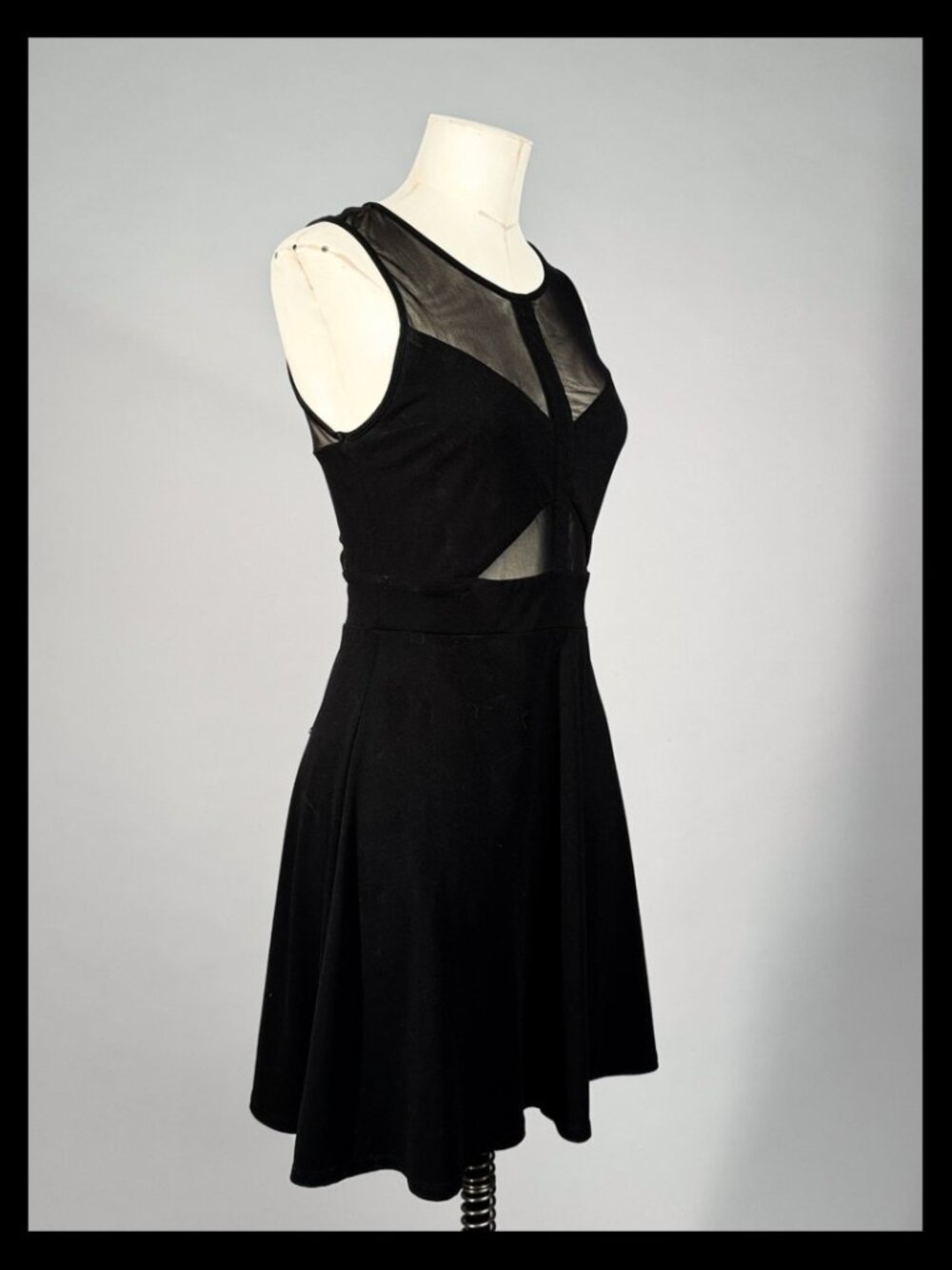 Silence + Noise Black Mesh Cutout Mini Dress Size Medium - Picture 2 of 6